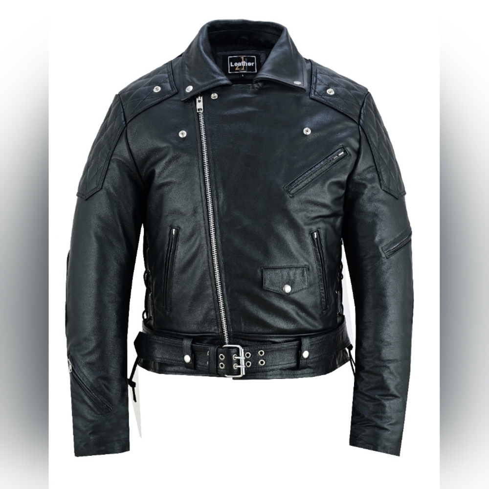 Men's Classic Black Motorcycle Leather Jacket
